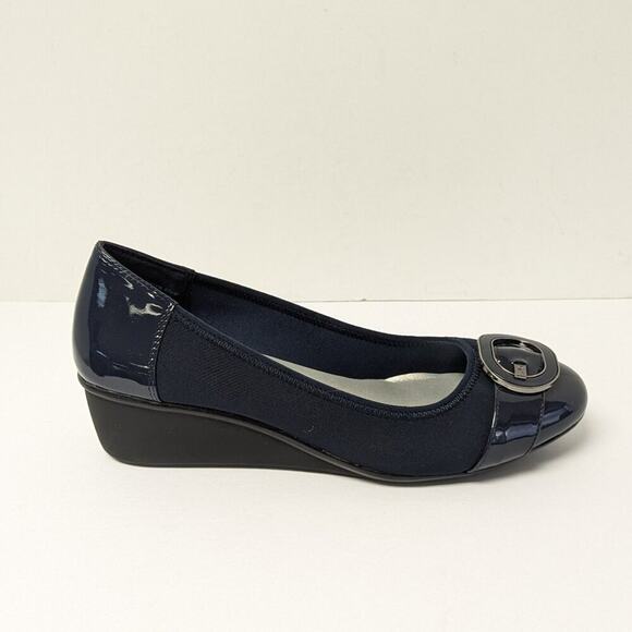 Anne Klein Decklyn Wedge Pumps, Navy, Women's 7.5 - Picture 2 of 6